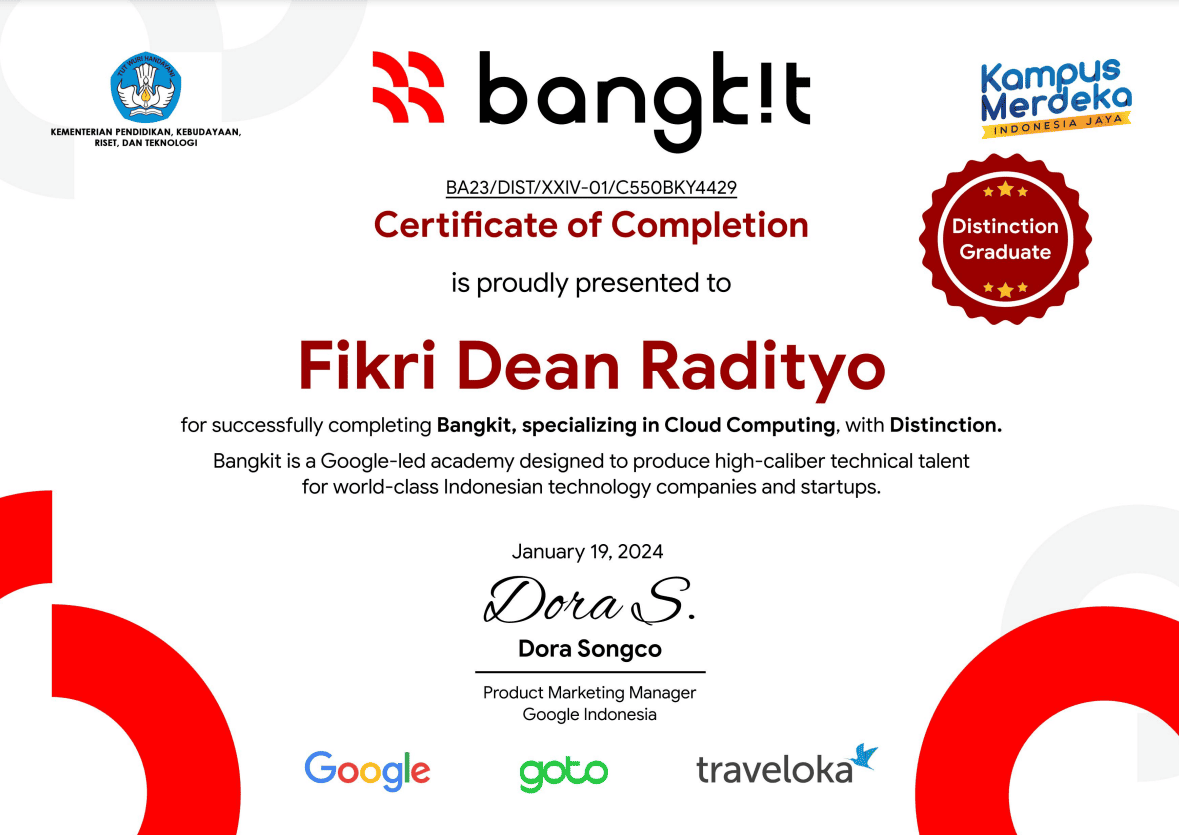 Bangkit Academy Distinction Graduate Certificate